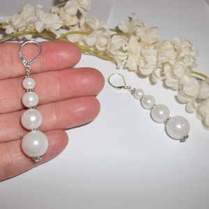 Long White Pearl Earrings Set Jewelry Beaded Fashion Accessory Dangle NWT C941